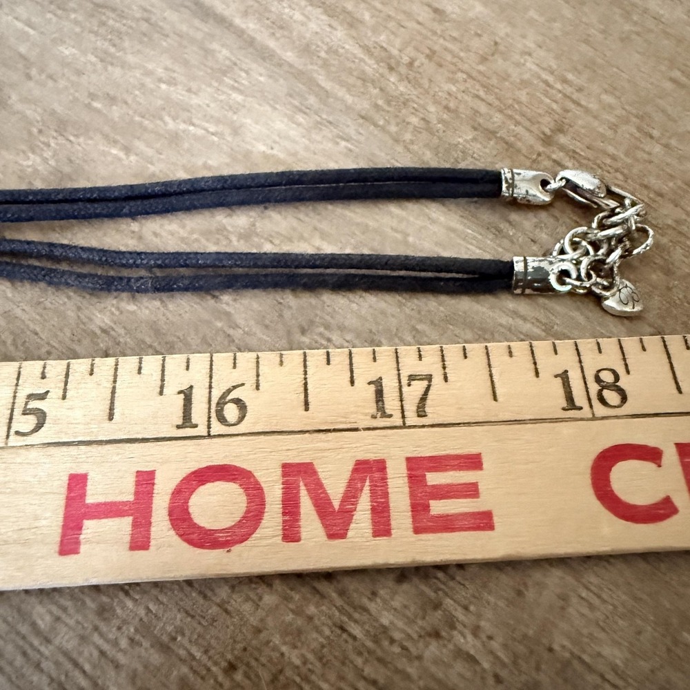 Brighton Clover Pendant Necklace Leather Cord Silver Tone Womens Lobster Clasp - Picture 4 of 10